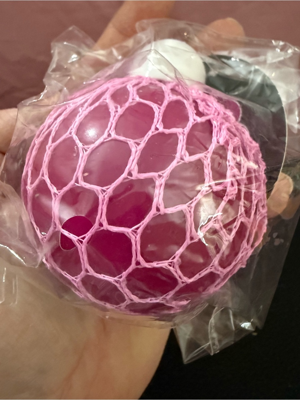 Pink Stress Squeeze Ball with Net